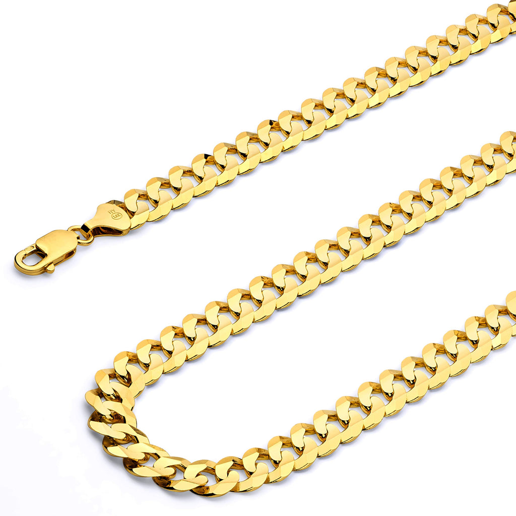 14k Yellow White Two Tone Gold Cuban Concave Curb Chain Necklace Bracelet O824