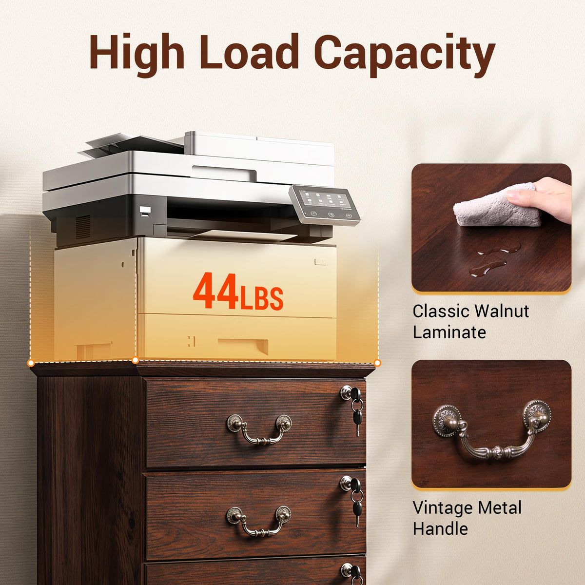 3 Drawer Wood File Cabinet with Lock G779340