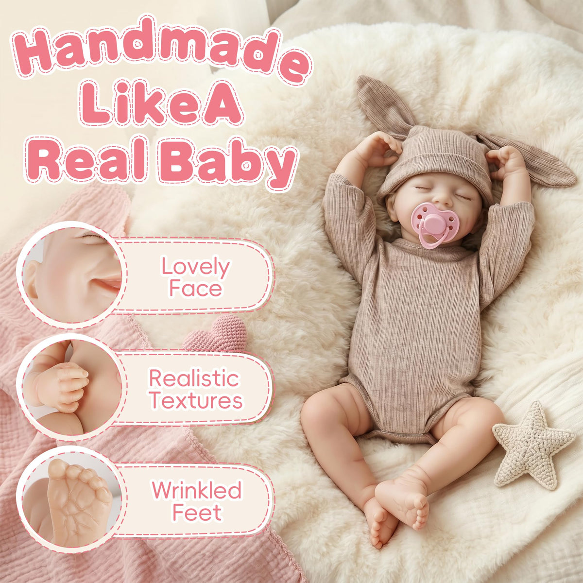 20 Inch Lifelike Reborn Baby Doll with Soft Vinyl Body N47233