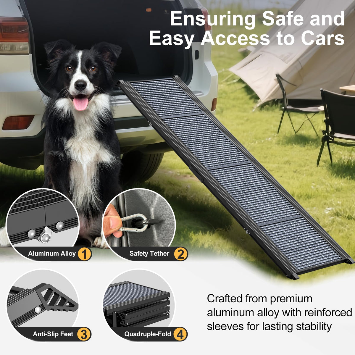 63" L × 17" W Lightweight Foldable Dog Ramp N733