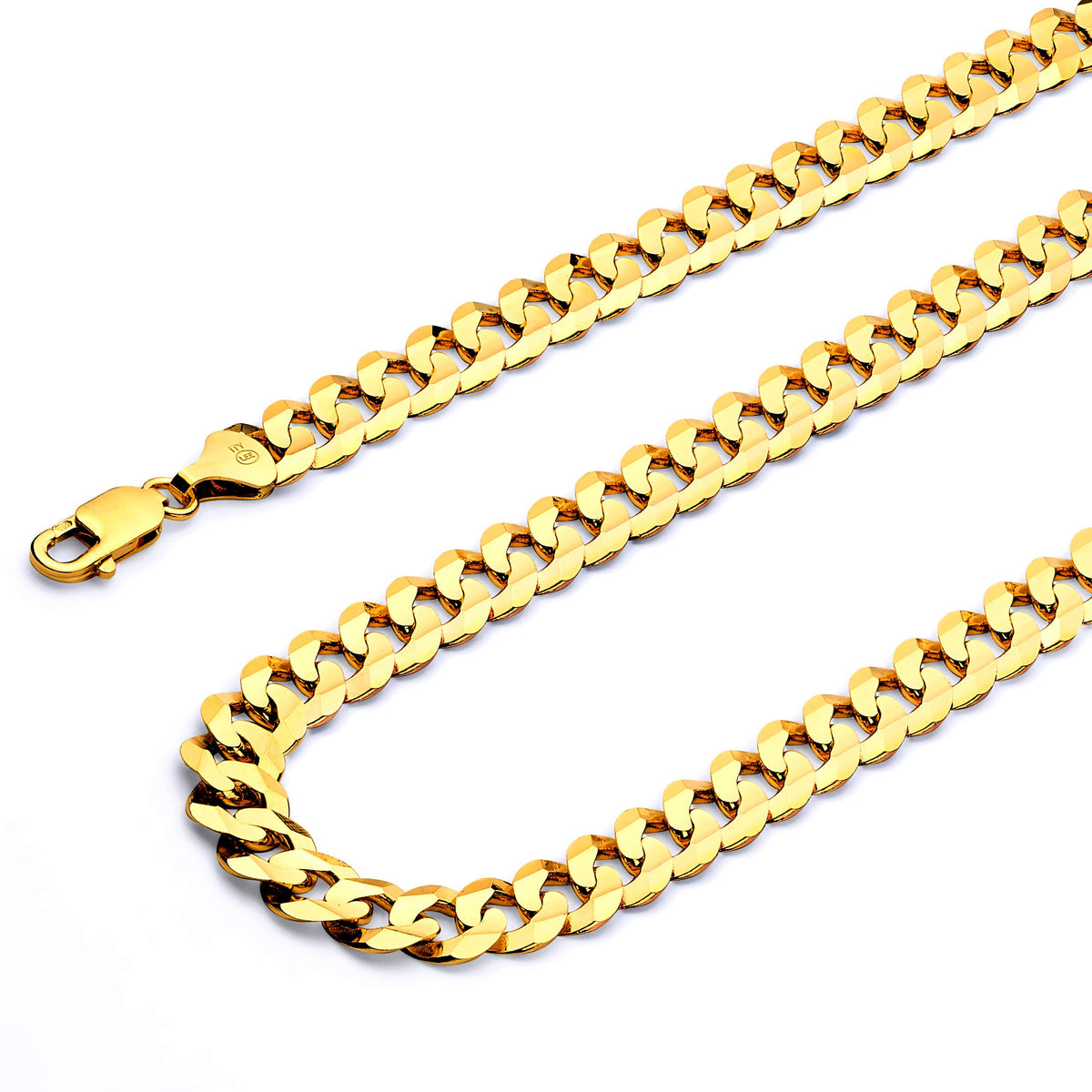 14k Yellow White Two Tone Gold Cuban Concave Curb Chain Necklace Bracelet O824