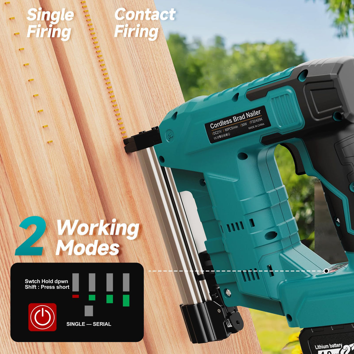 Cordless 18 Gauge 2 in 1 Brad Nailer Z809