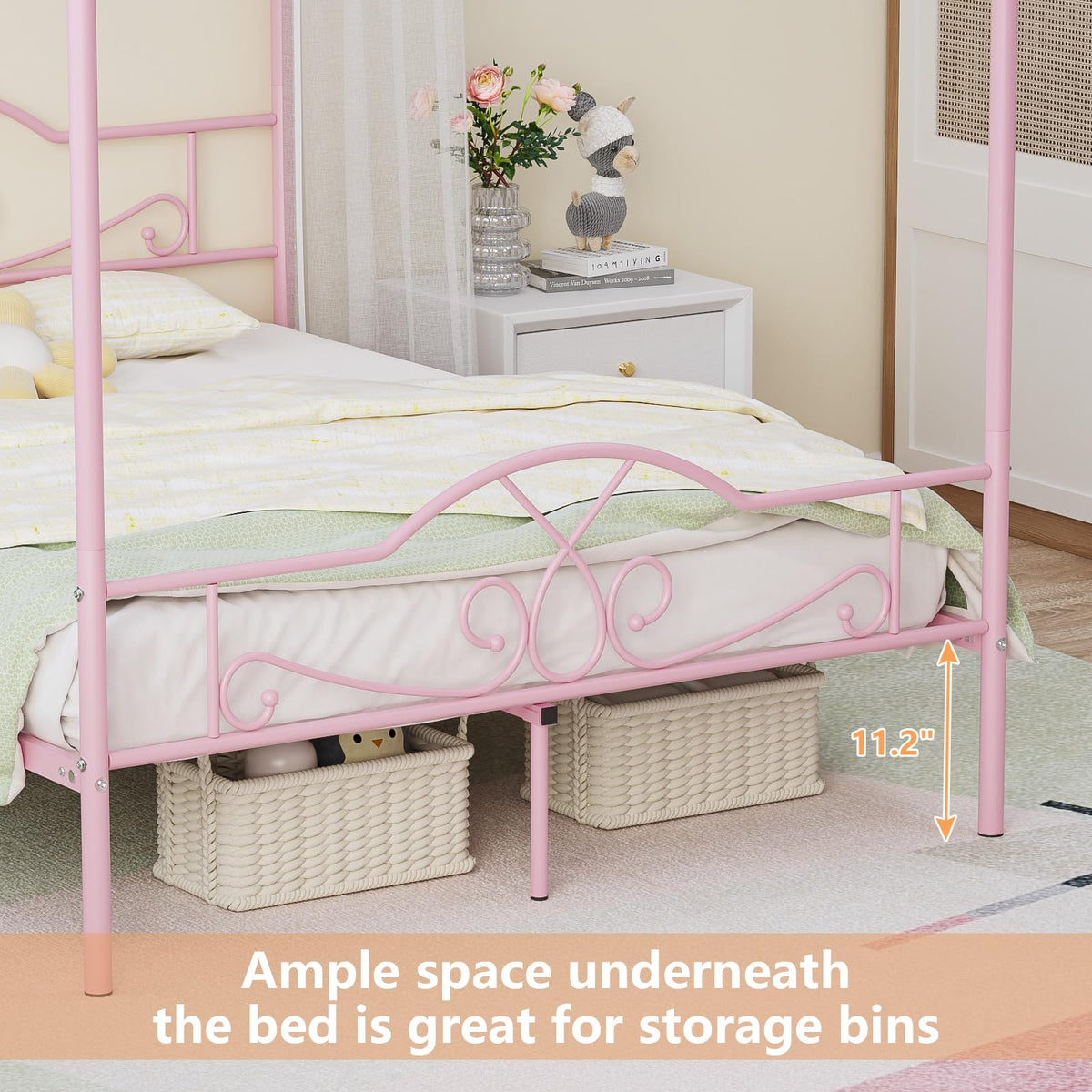 Full Size Canopy Bed Frame with 4 Posters G927