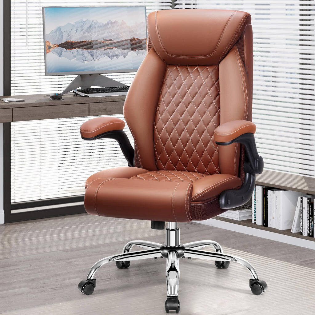 Ergonomic High Back Leather Office Chair with Lumbar Support X495