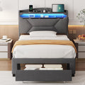 Twin Size Upholstered Bed Frame with Storage Headboard and Drawers Z698006