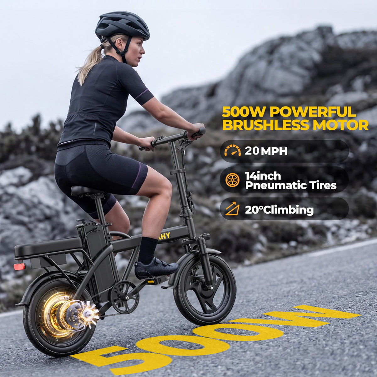 Electric Bike for Adults 750W Peak Motor 20 MPH Folding Ebike 14" G913