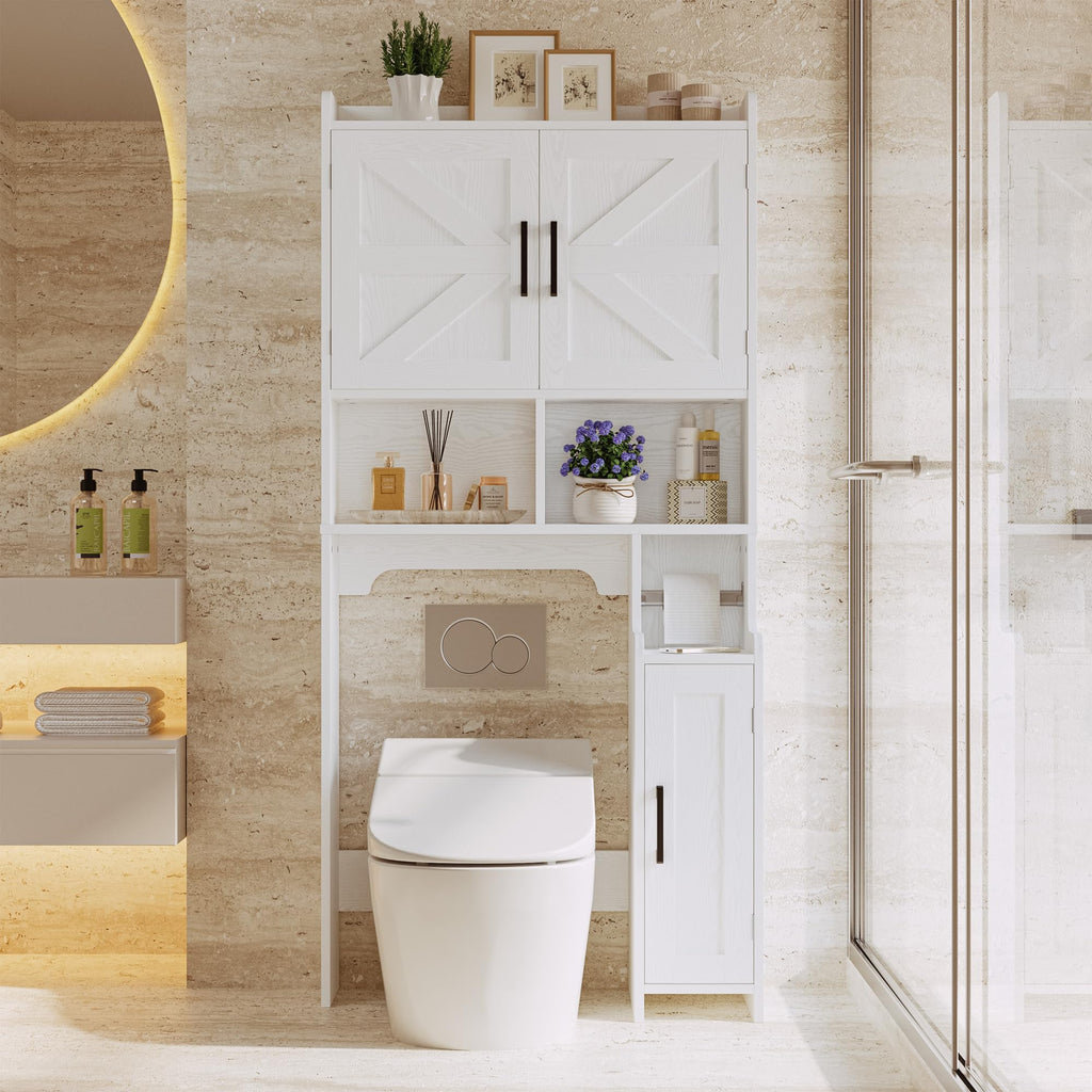 White Over The Toilet Storage Cabinet with Adjustable Shelves A169871