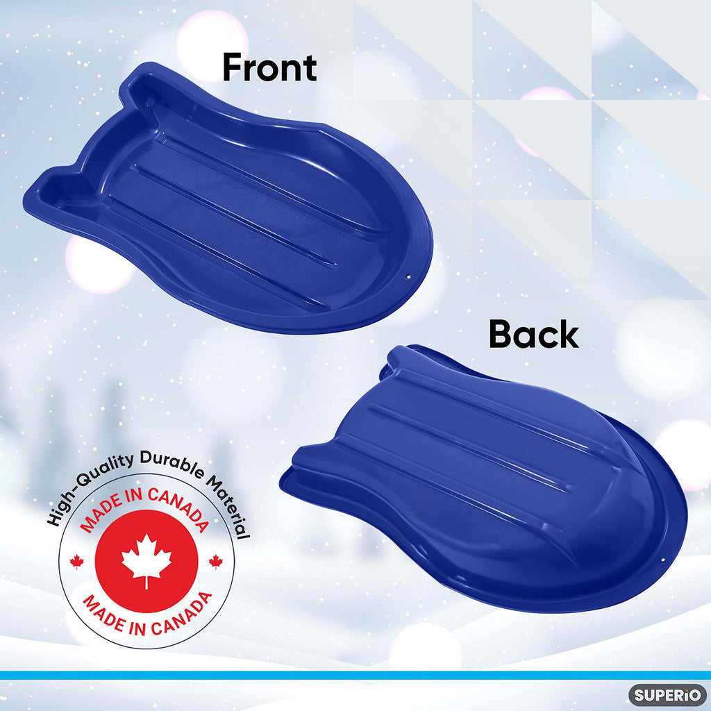 3 Pack Plastic Toboggan Snow Sled with Pull Ropes and Handles G48955