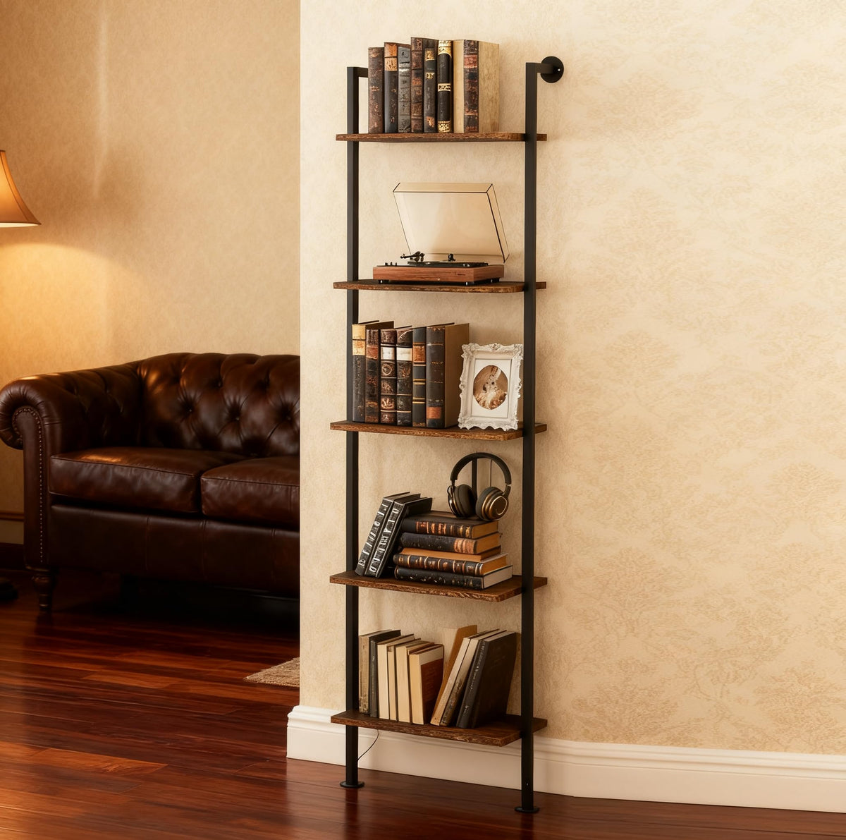 5-Tier Solid Wood Ladder Bookshelf J741730