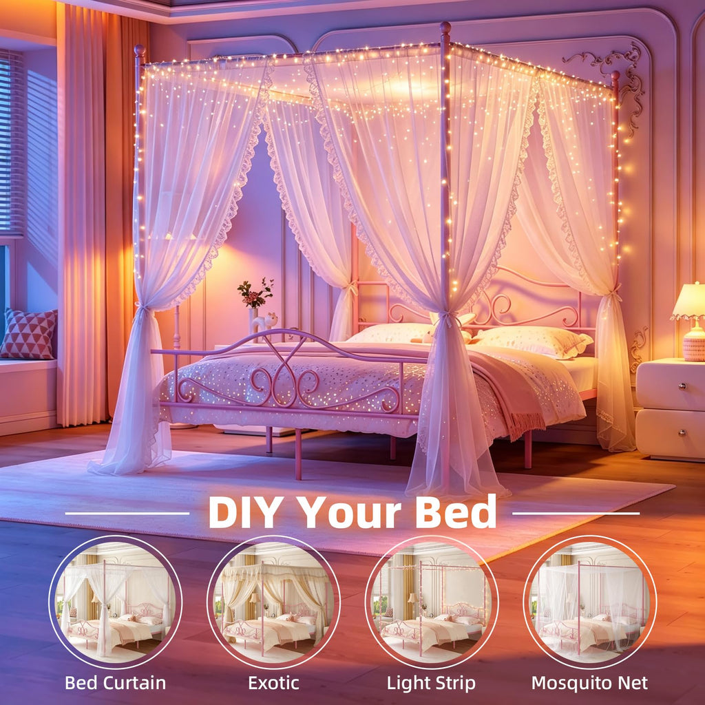 Full Size Canopy Bed Frame with 4 Posters G927