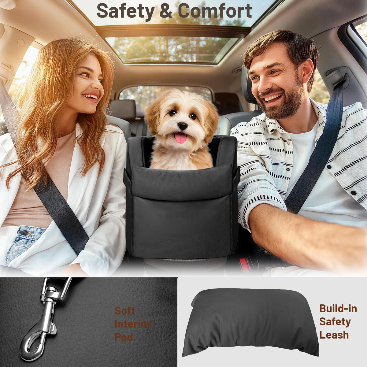 2-in-1 Dog Car Seat & Shoulder Carrier Dark Grey D8908
