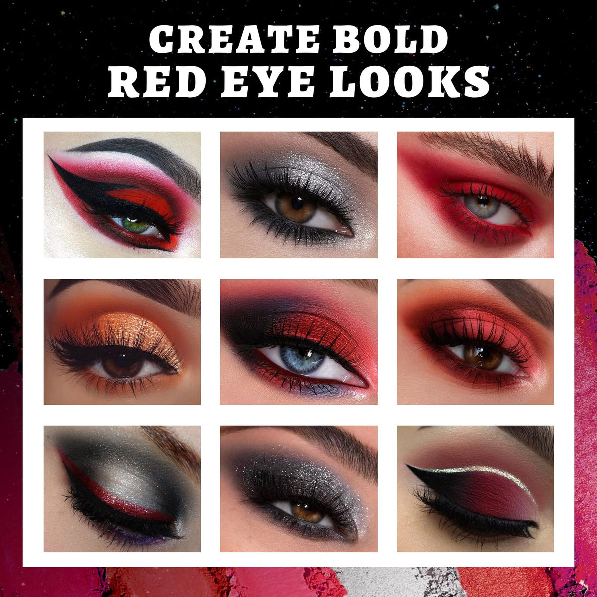 Red 15 Colors Shimmer Matte Glitter Metallic Eyeshadow Palette I854