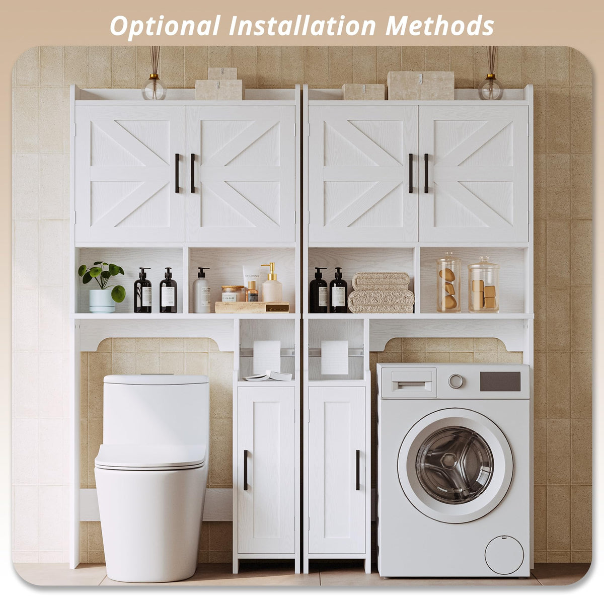 White Over The Toilet Storage Cabinet with Adjustable Shelves A169871