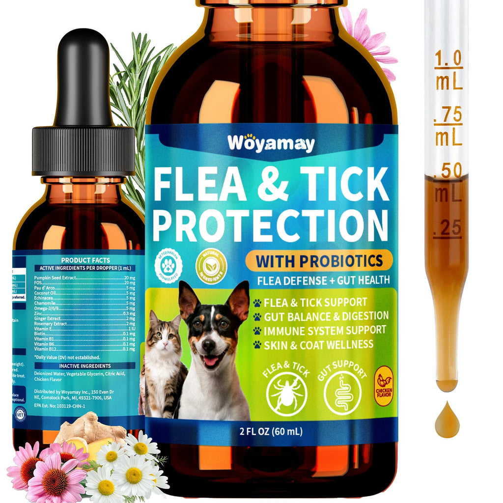 Flea and Tick Prevention Drops with Probiotics H678