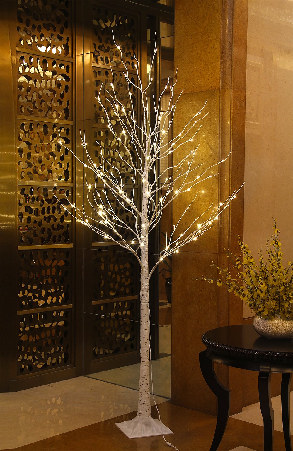 8FT 132 LED Lighted Birch Tree Warm White Y1081