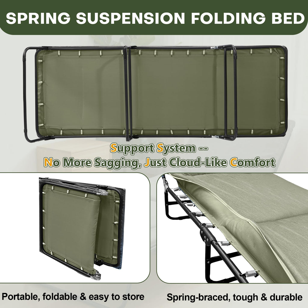 Camping Cot with Mattress Portable Folding Double Layer 1200D A19405