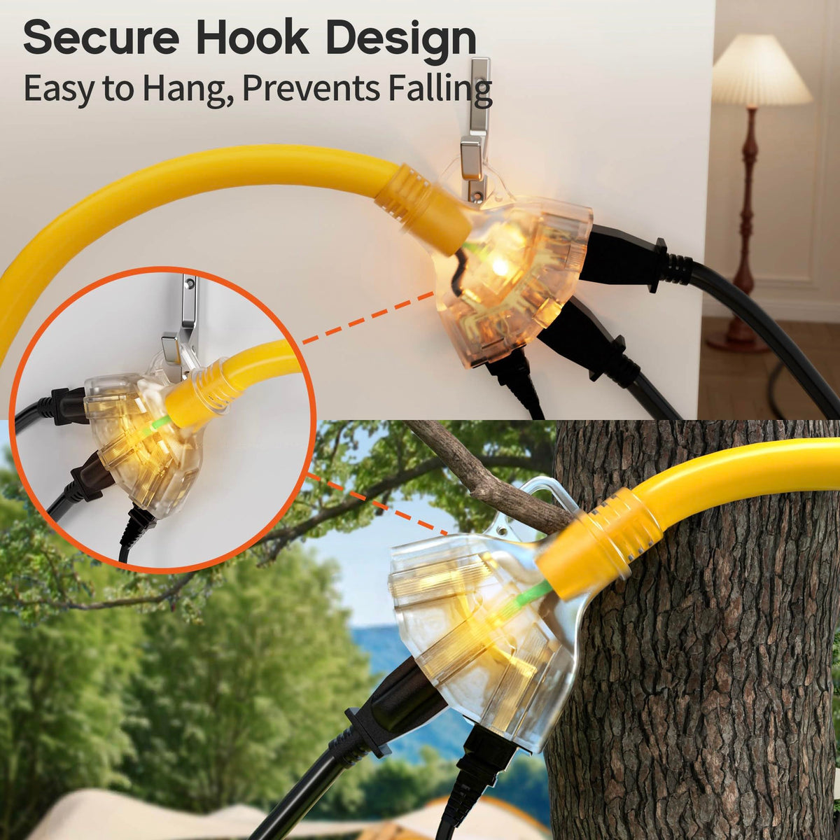 12 Gauge Heavy Duty Extension Cord with Multiple Outlets L9274