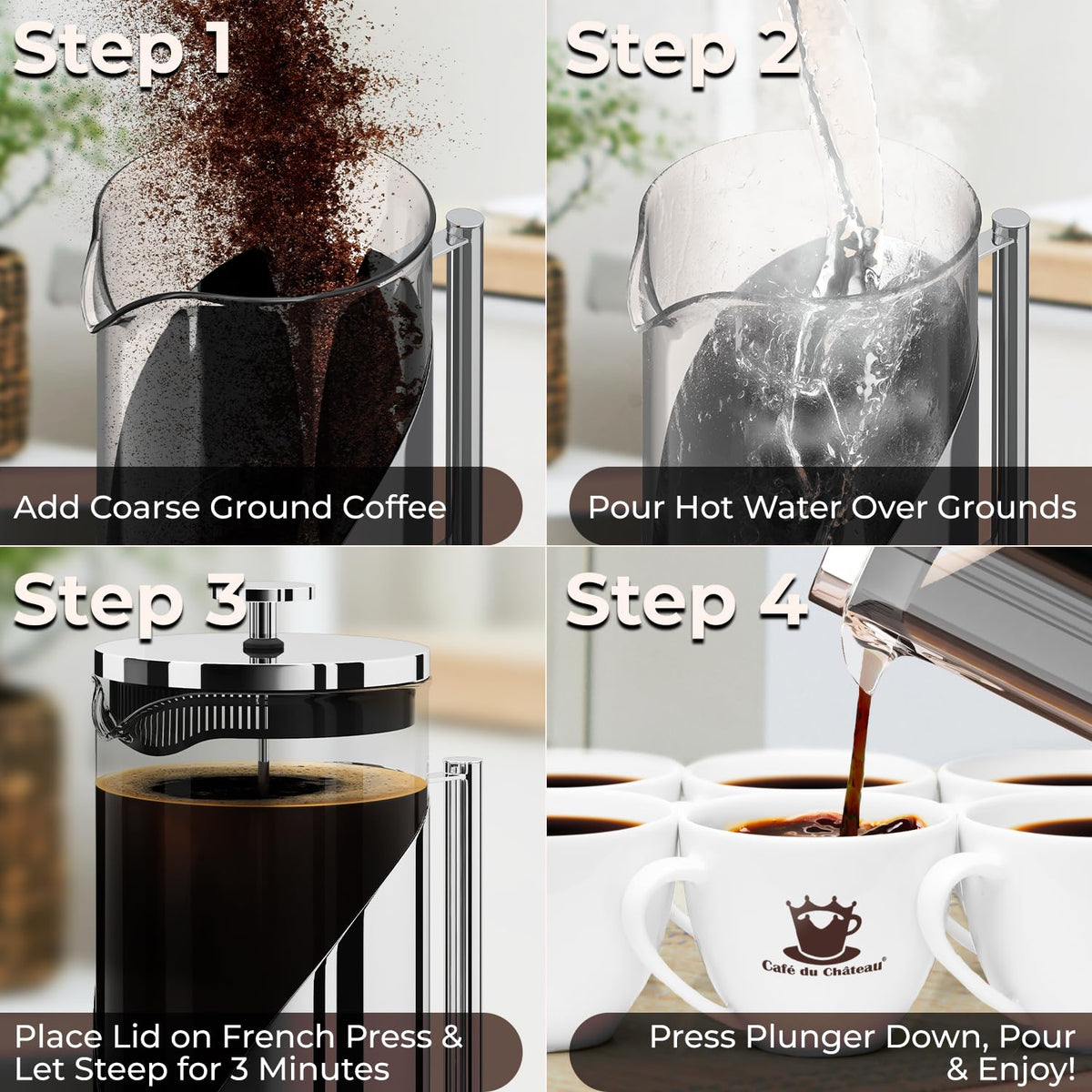 French Press Coffee Maker 34 oz Glass Stainless Steel E883443