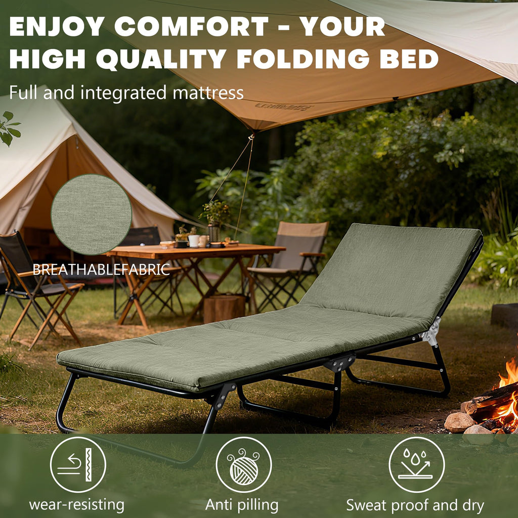 Camping Cot with Mattress Portable Folding Double Layer 1200D A19405