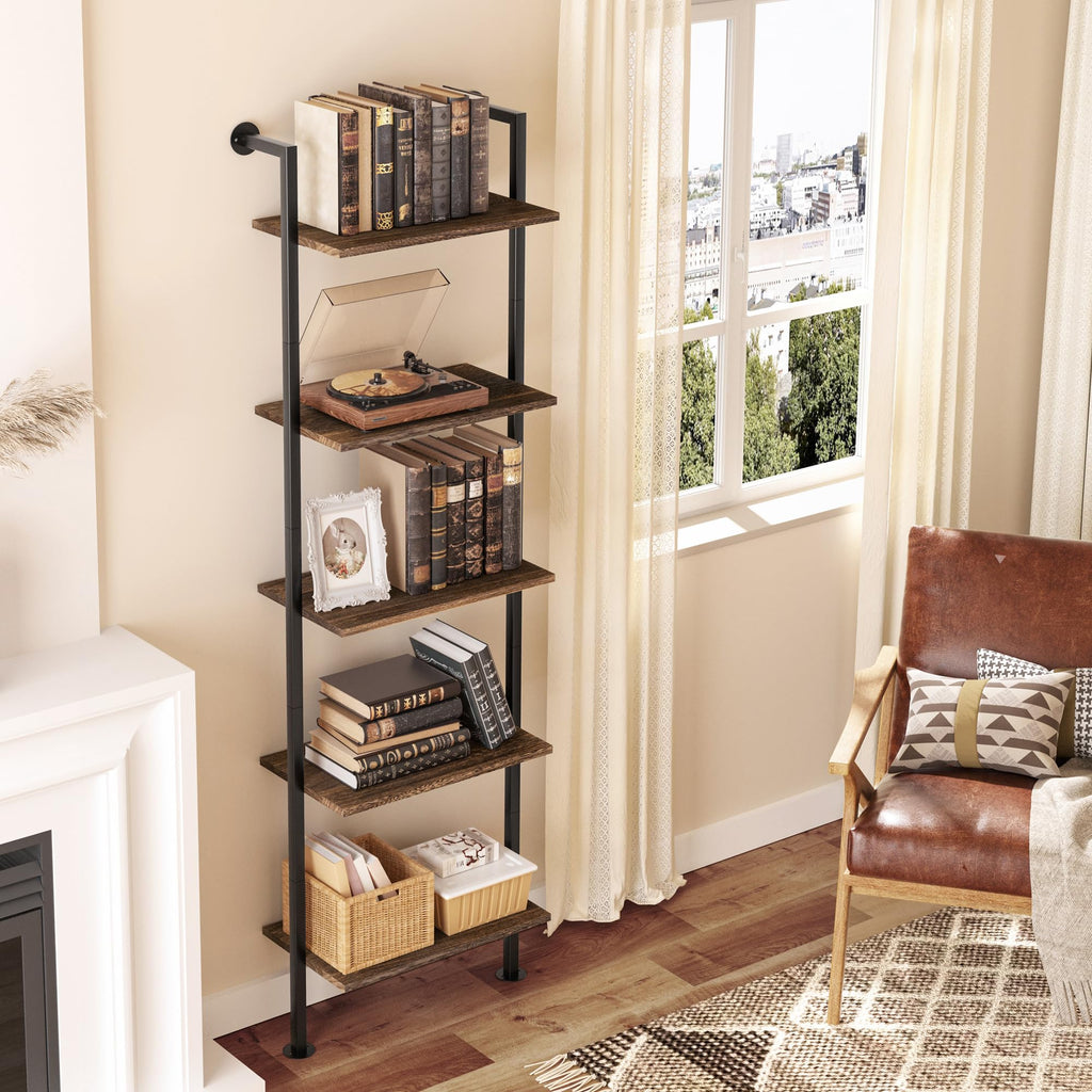 5-Tier Solid Wood Ladder Bookshelf J741730