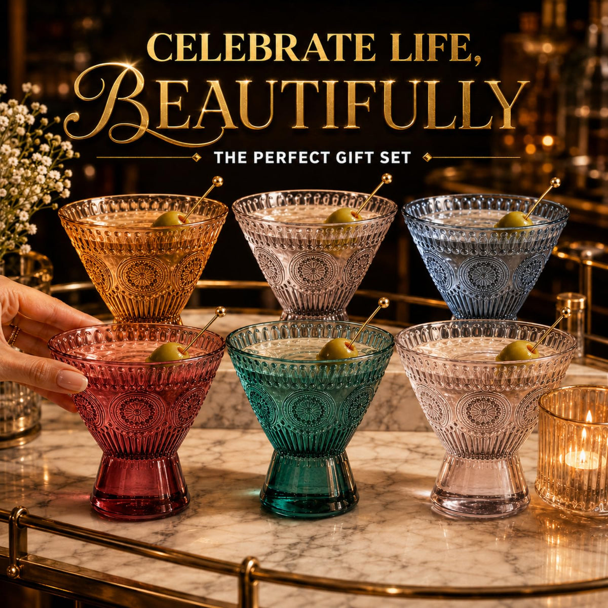 Stemless Martini & Cocktail Glasses Set of 6 L901891