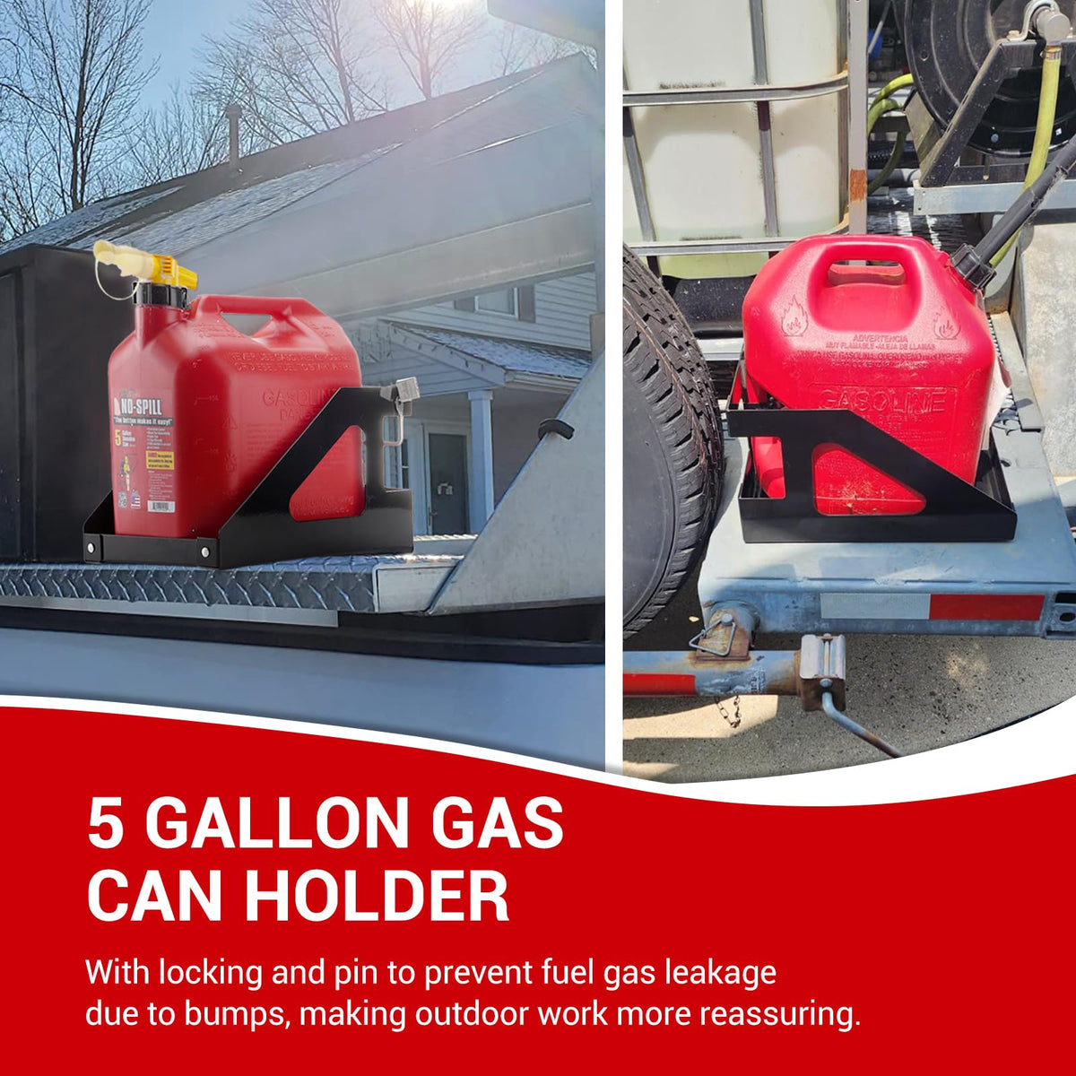 5 Gallon Trailer Gas Can Holder Rack X9839