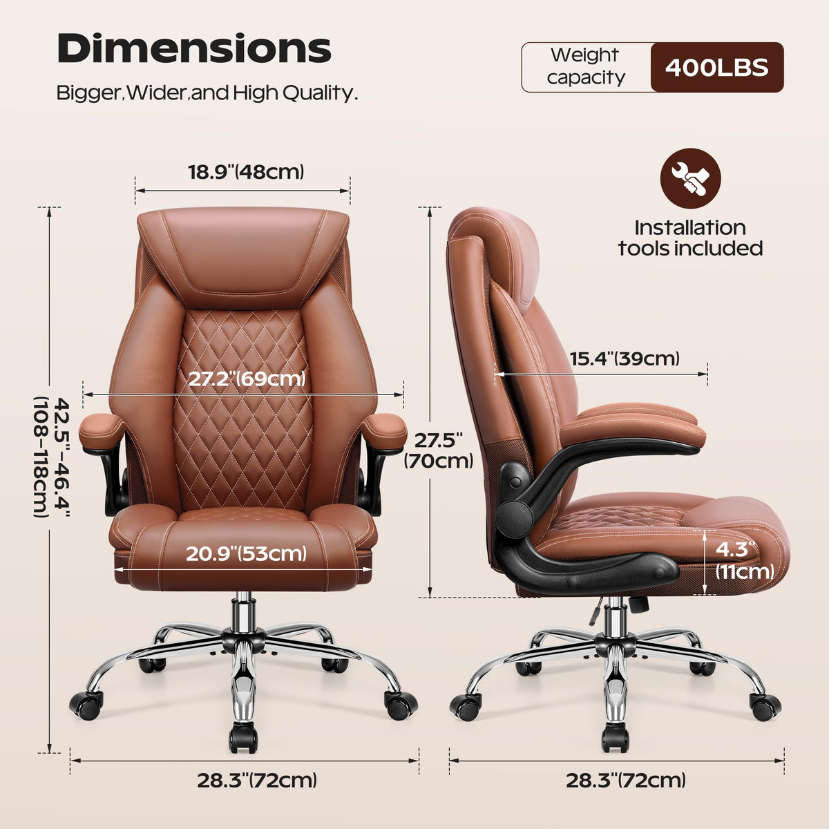 Ergonomic High Back Leather Office Chair with Lumbar Support X495