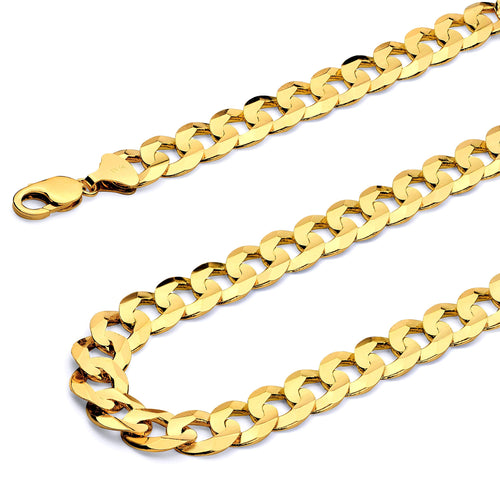 14k Yellow White Two Tone Gold Cuban Concave Curb Chain Necklace Bracelet O824