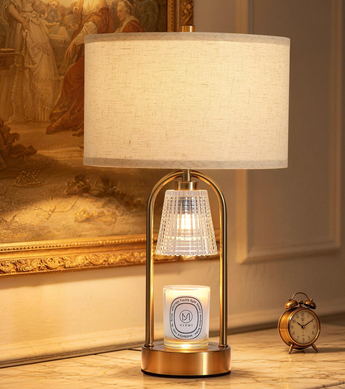 2 in 1 Gold Candle Warmer and Table Lamp N87367