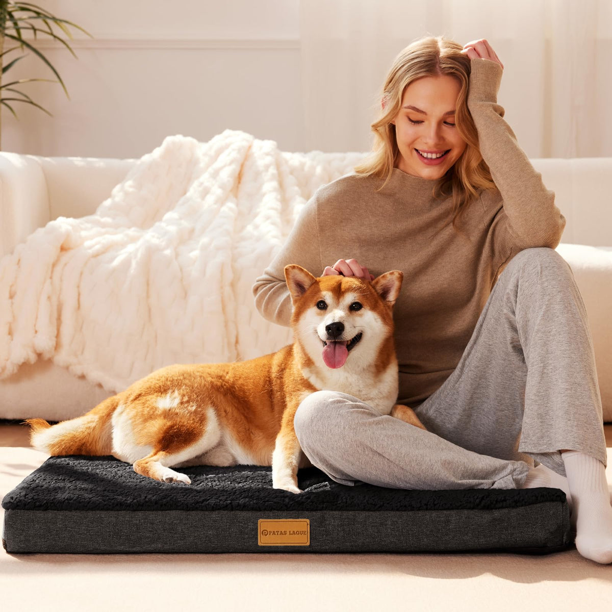 Large Washable Dog Bed 36''X24'' Black Z28222