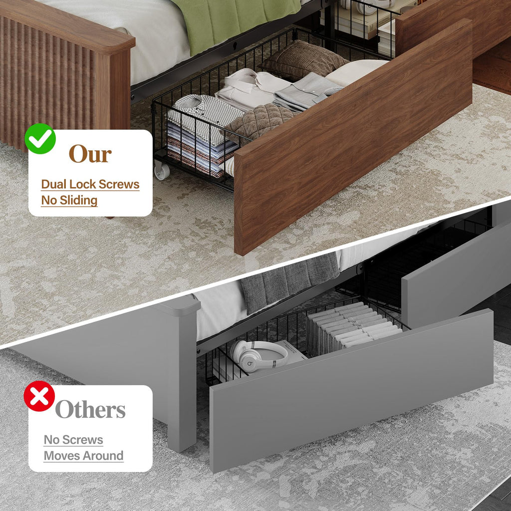 King Size Bed Frame with 4 Storage Drawers Z80049