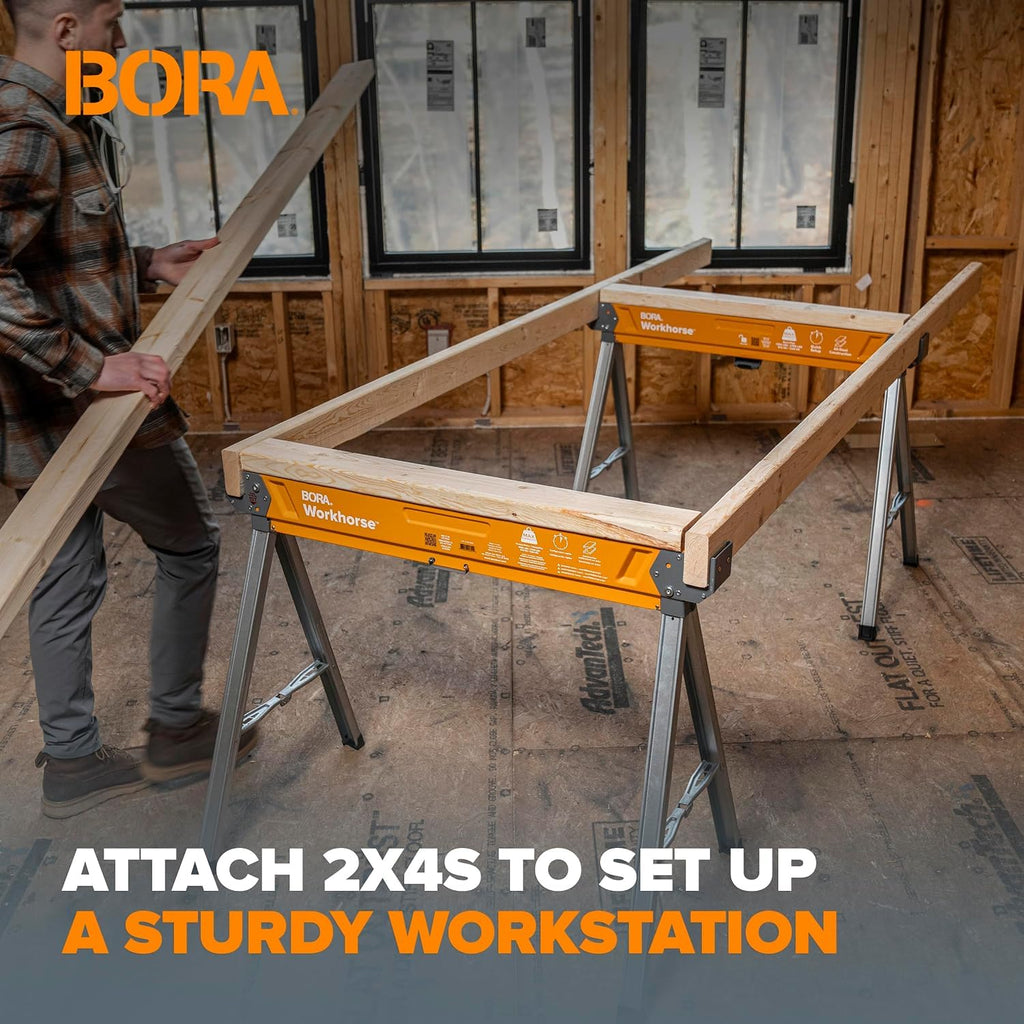 2 Pack Folding Heavy Duty Metal Sawhorse R349