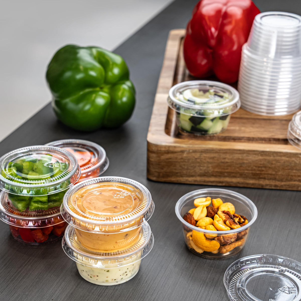 2oz 50 Count BPA Free Disposable Plastic To-Go Cups and Lids O42701