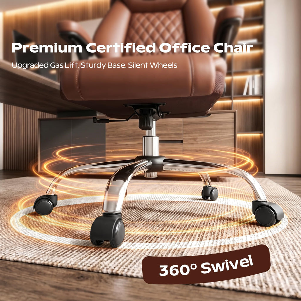 Ergonomic High Back Leather Office Chair with Lumbar Support X495