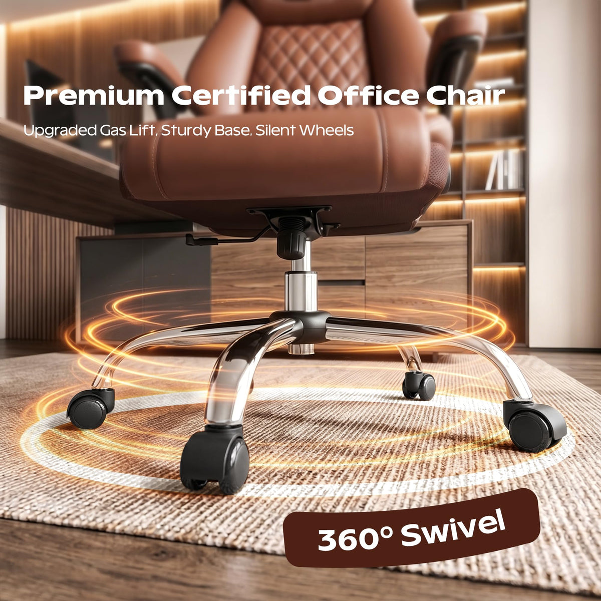 Ergonomic High Back Leather Office Chair with Lumbar Support X495