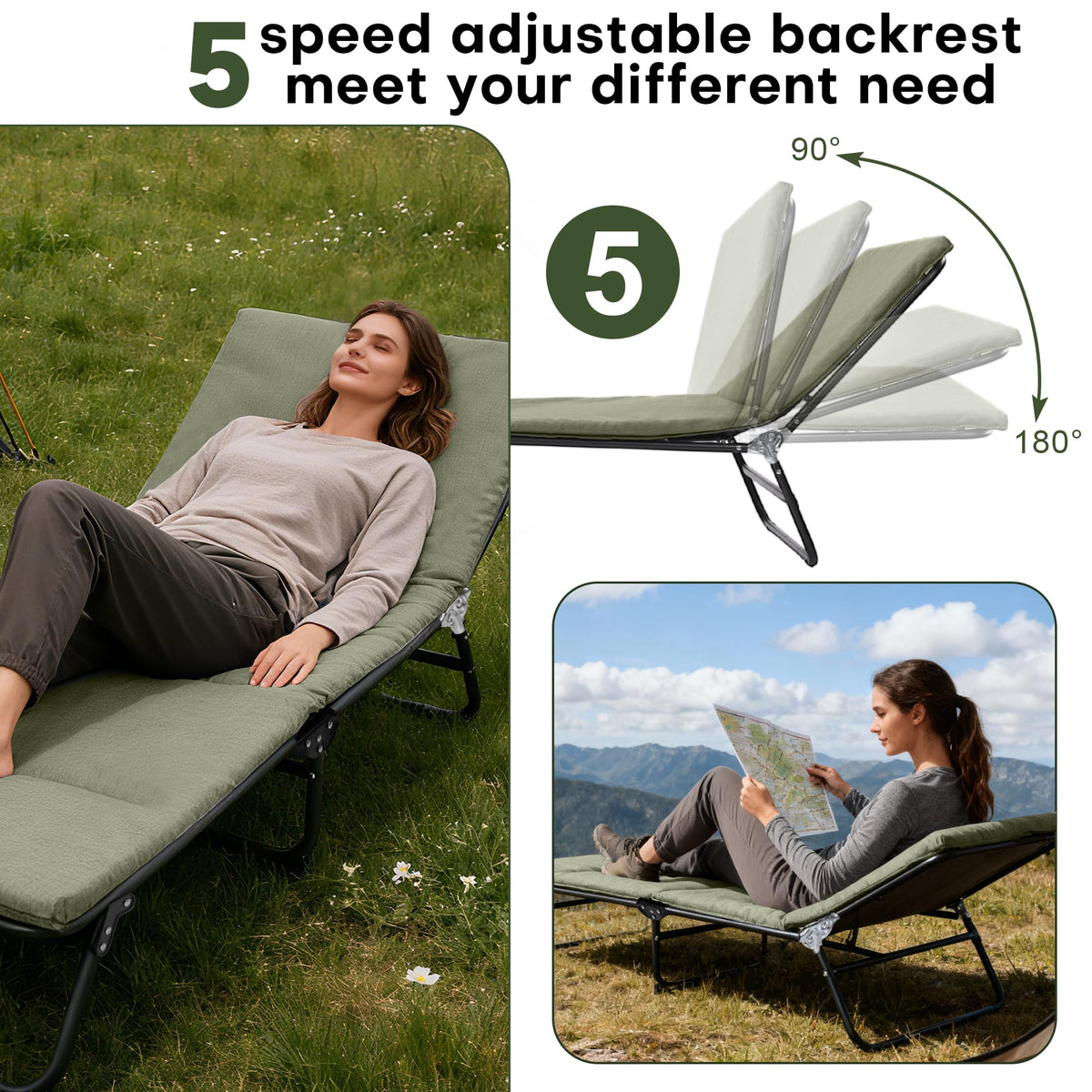 Camping Cot with Mattress Portable Folding Double Layer 1200D A19405