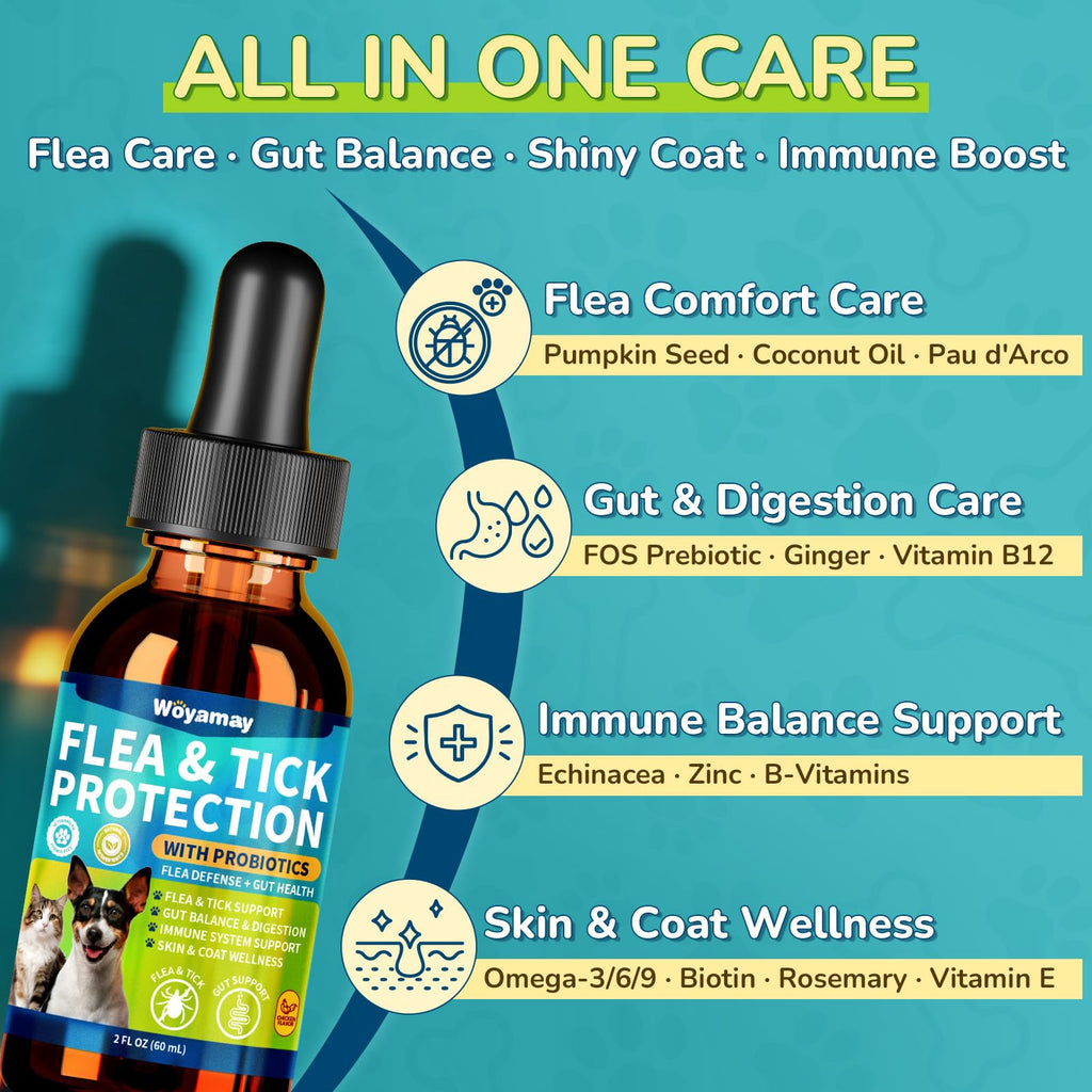 Flea and Tick Prevention Drops with Probiotics H678