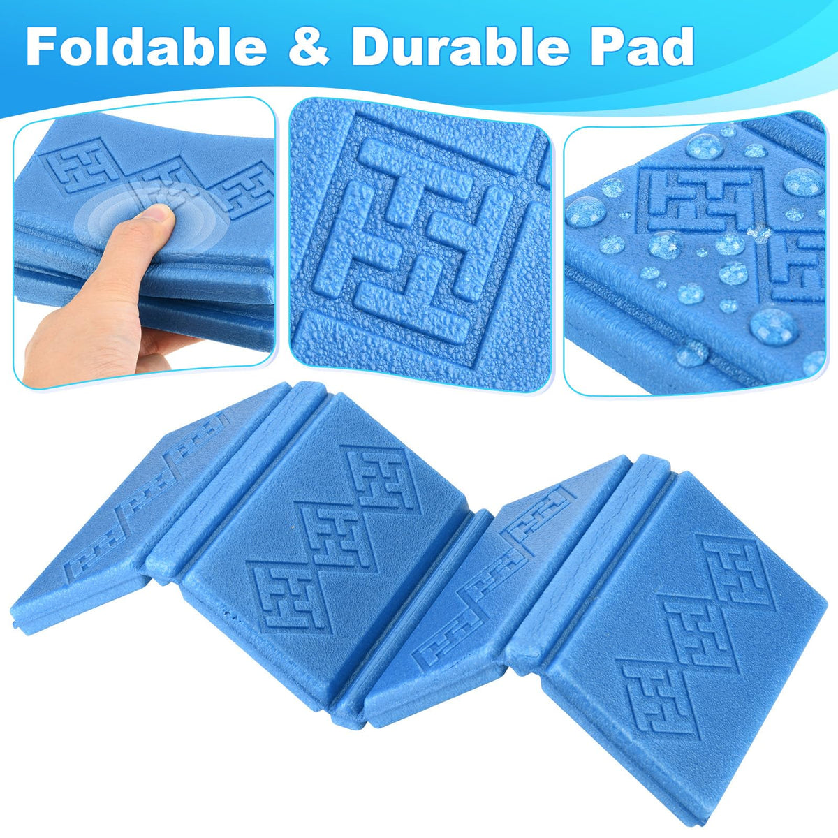 2 Pcs 15x11 Inch Foldable Waterproof Camping Seat Cushion T58488
