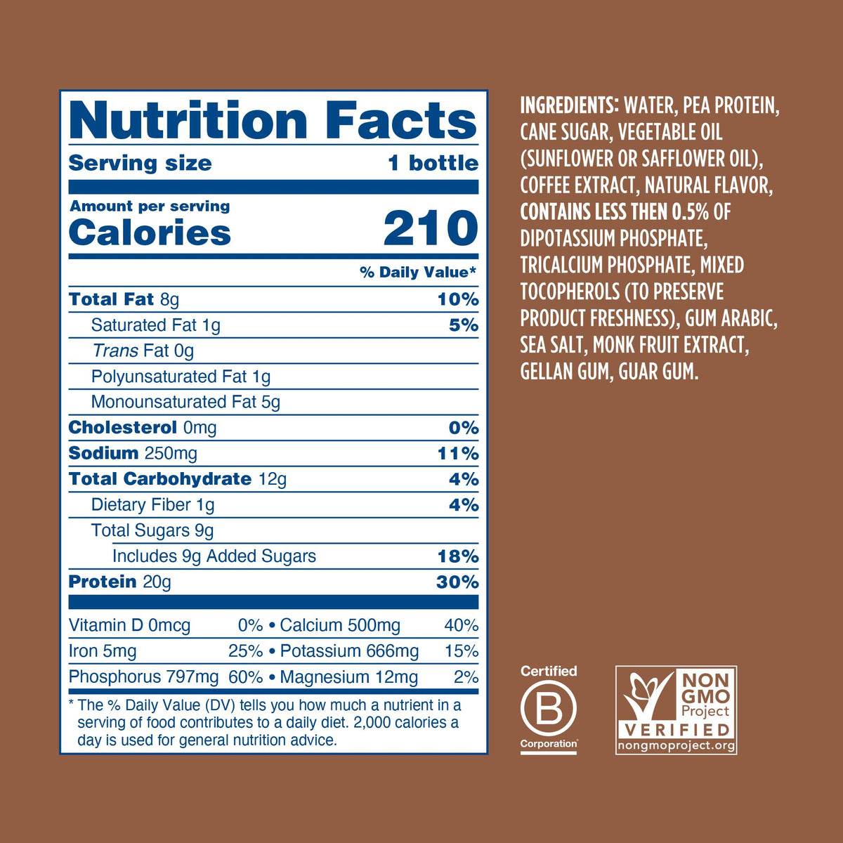 Chocolate Coffee Vegan Protein Shake 24 Pack O125