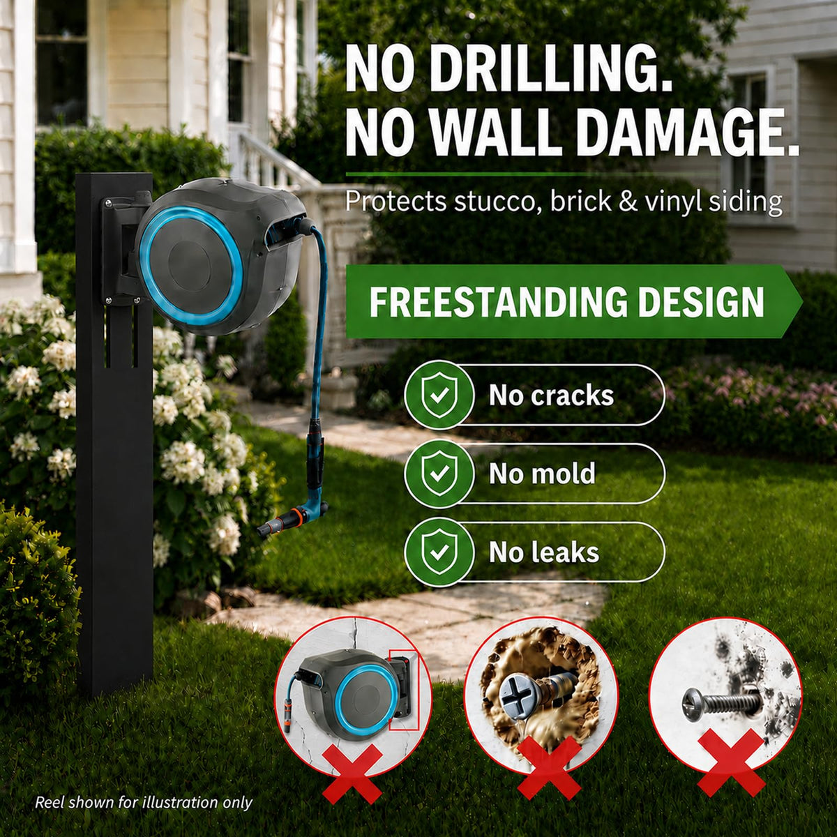 Retractable Garden Hose Reel Mounting Post S1854