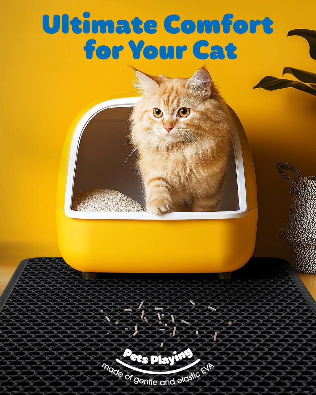 Cat Litter Mat 30 x 24 in Waterproof Non-Slip Black V742424