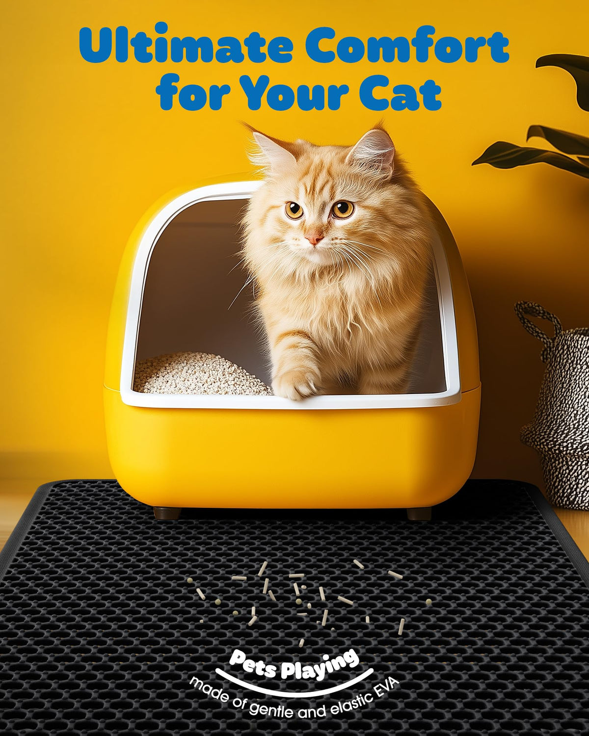 Cat Litter Mat 30 x 24 in Waterproof Non-Slip Black V742424