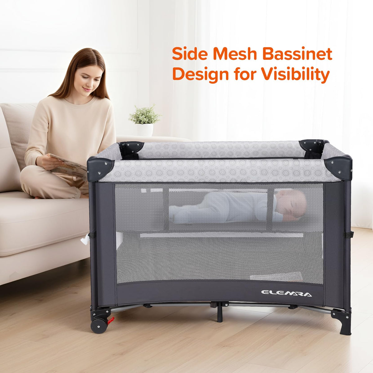 3 in 1 Wide Baby Bassinet with Mattress M44786