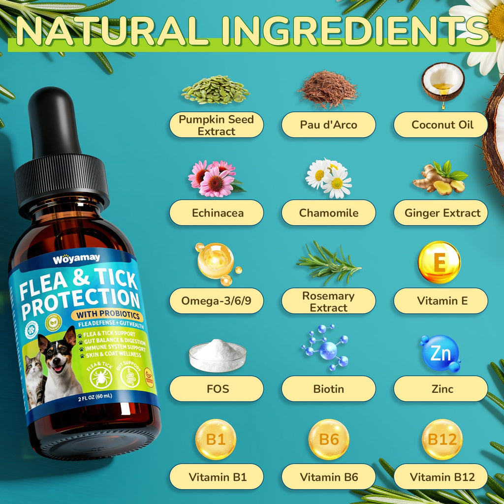Flea and Tick Prevention Drops with Probiotics H678