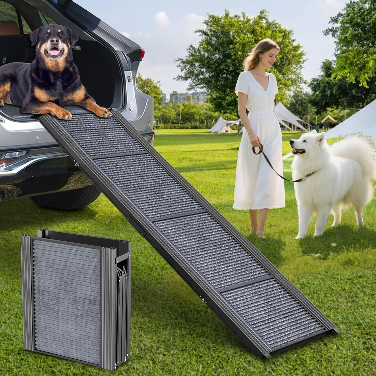 63" L × 17" W Lightweight Foldable Dog Ramp N733