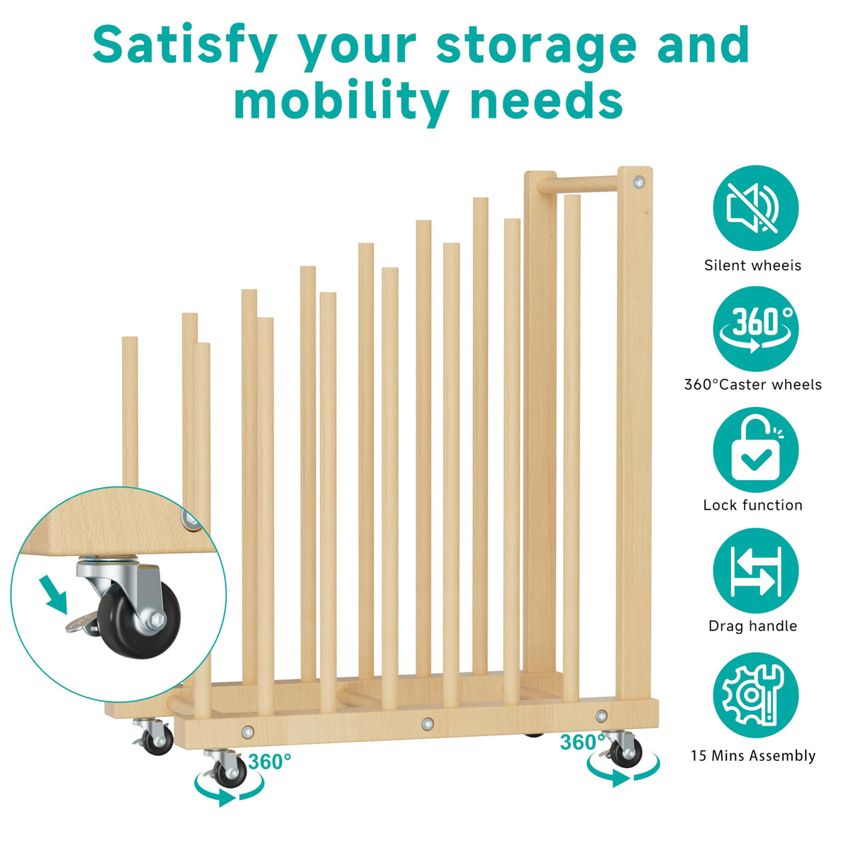 Canvas Storage Rack with Wheels and Handle C93070