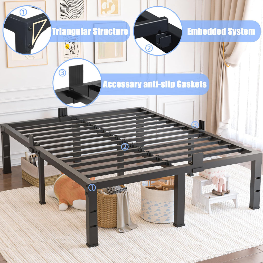 Queen Size 18 inch Heavy Duty Metal Platform Bed Frame V96361