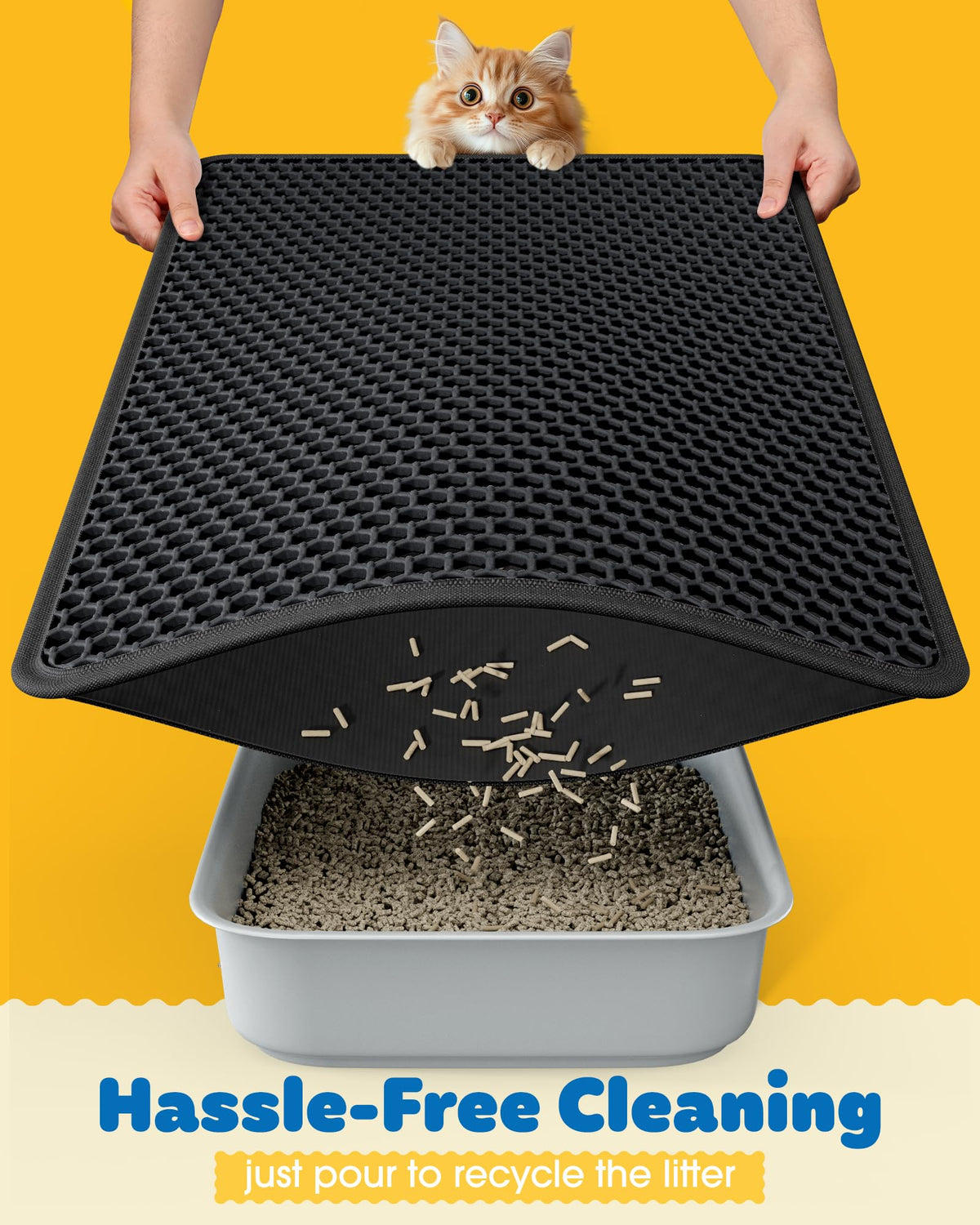 Cat Litter Mat 30 x 24 in Waterproof Non-Slip Black V742424