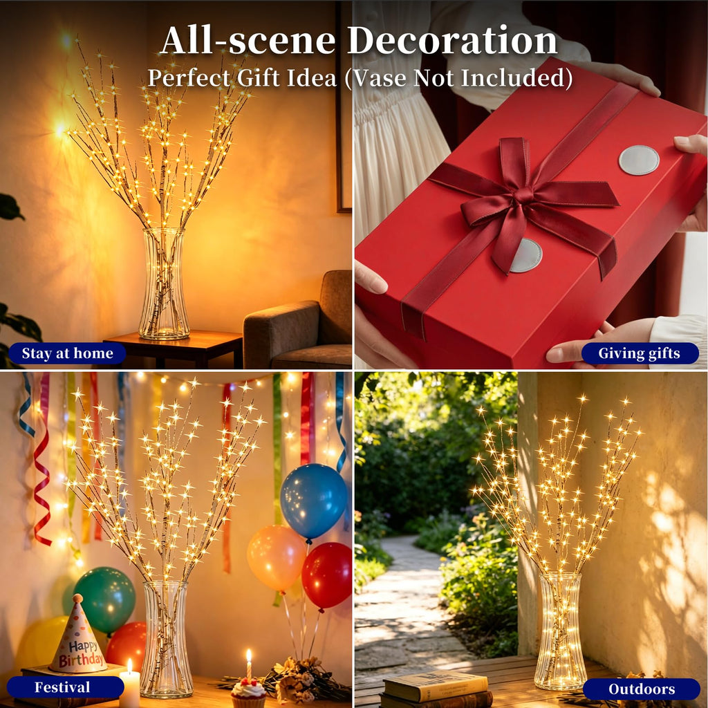 Lighted Birch Branches with Timer 33IN 180 LED Lights Y699902