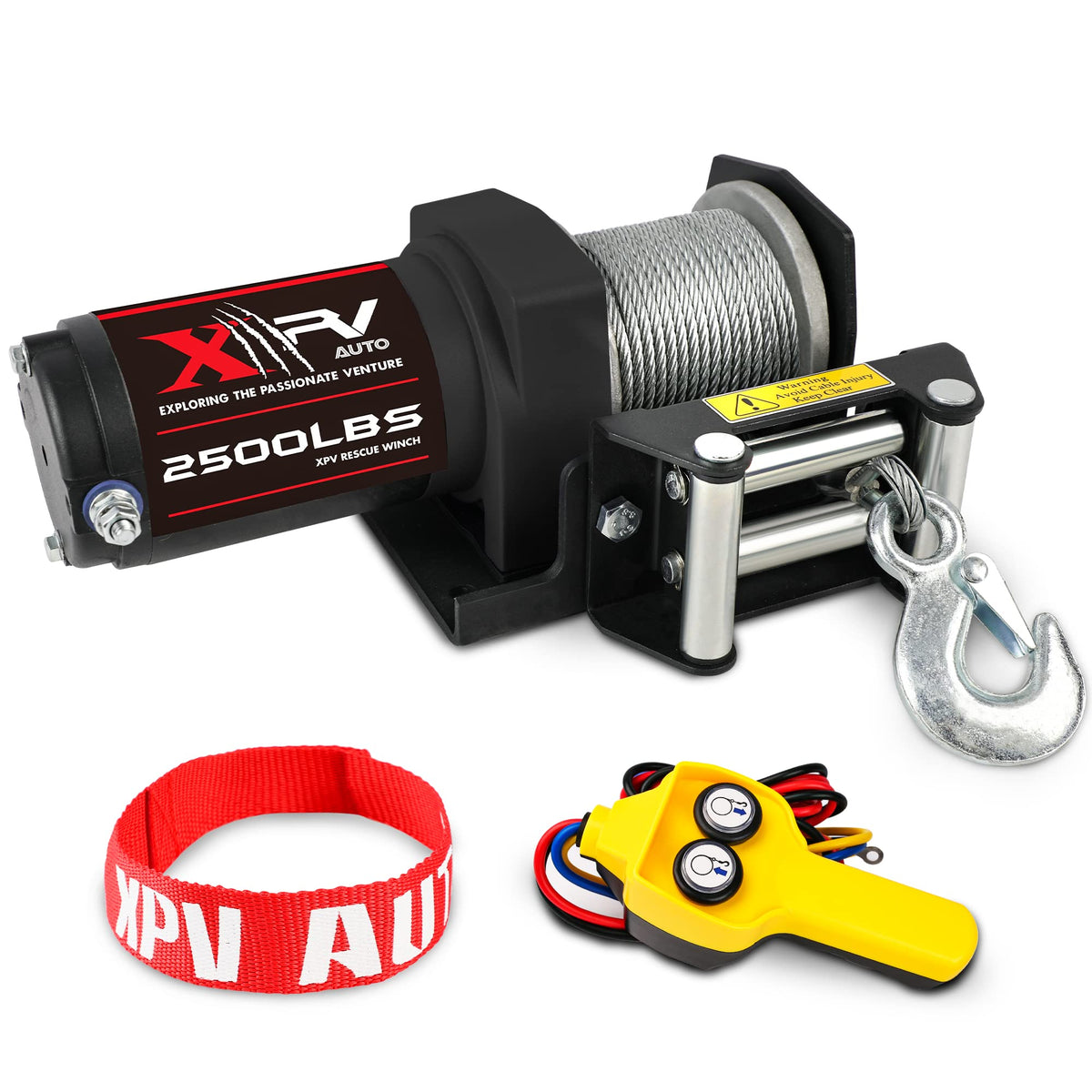 2500lbs 12V Waterproof Electric Winch with Steel Cable W72963